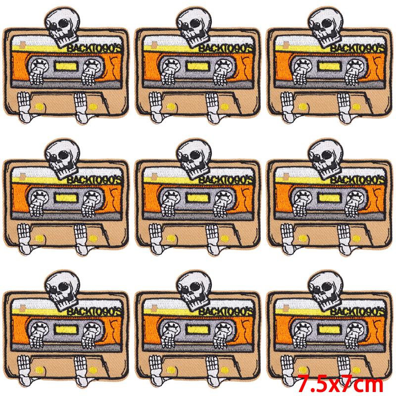 10Pcs/Lot Skull Punk Patches For Clothing Hip Hop Iron On Patches For Clothes Patch Thermoadhesive Embroidery Fusible Patch DIY