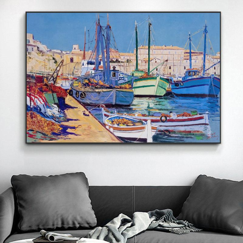 

Картина на холсте, абстрактная парусная лодка, морской пейзаж, картина маслом, напечатанная на холсте, настенные художественные картины для гостиной, домашний декор, без рамки 21*30cm