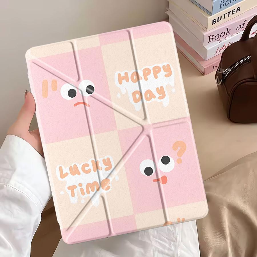 Cute Expression Holder Cover Tablet Case For iPad Pro 11th 10th 9th 8th 7th 12.9inch Pro 2025 Mini 6 7 Air 4 5 M3 M2 1 2 M4