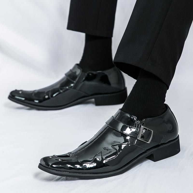 Fashion Men Formal Shoes with Black Brown Side Buckles Designed By Business Office Designers Fashionable Loafers Sizes 38-46 Men Shoes