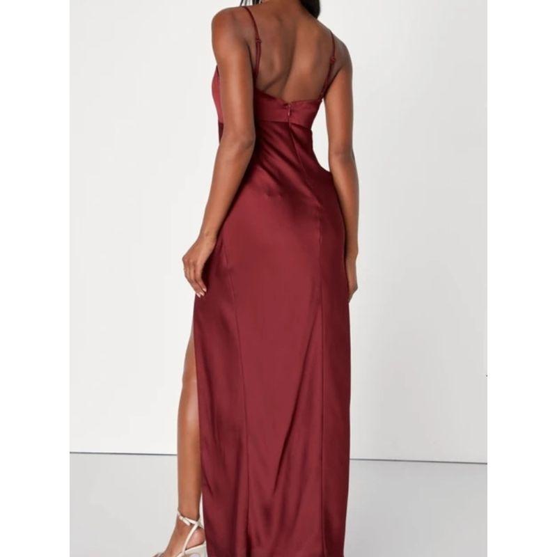 Export Single Lu Home Fashion Suspenders Smooth Fabric Slit Slim-Fitting Slim Looking Temperament Banquet Dress Women's Dress