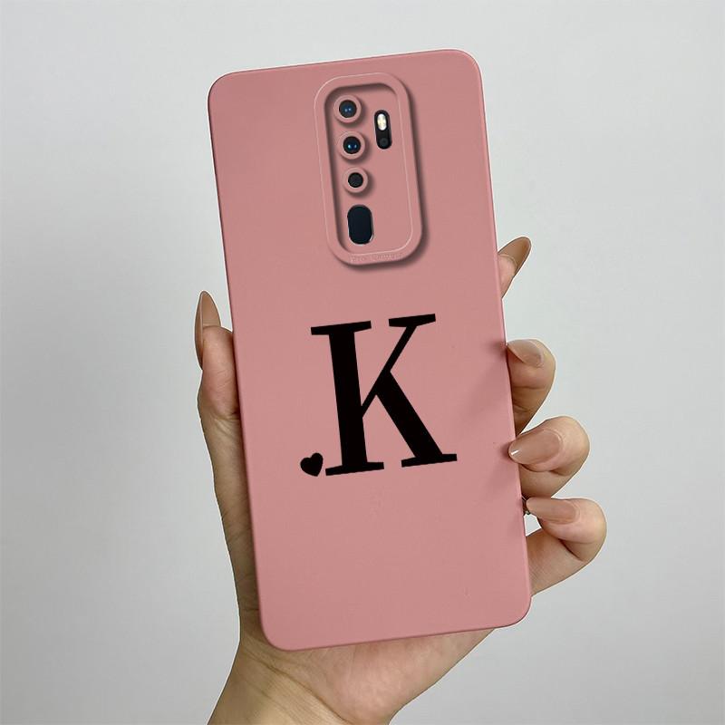 Cute Initial Letters Case For OPPO A5 (2020) Liquid Silicone Smooth Cases For OPPO A9 (2020) A11X Soft Cover OPPO A5 2020 Bag