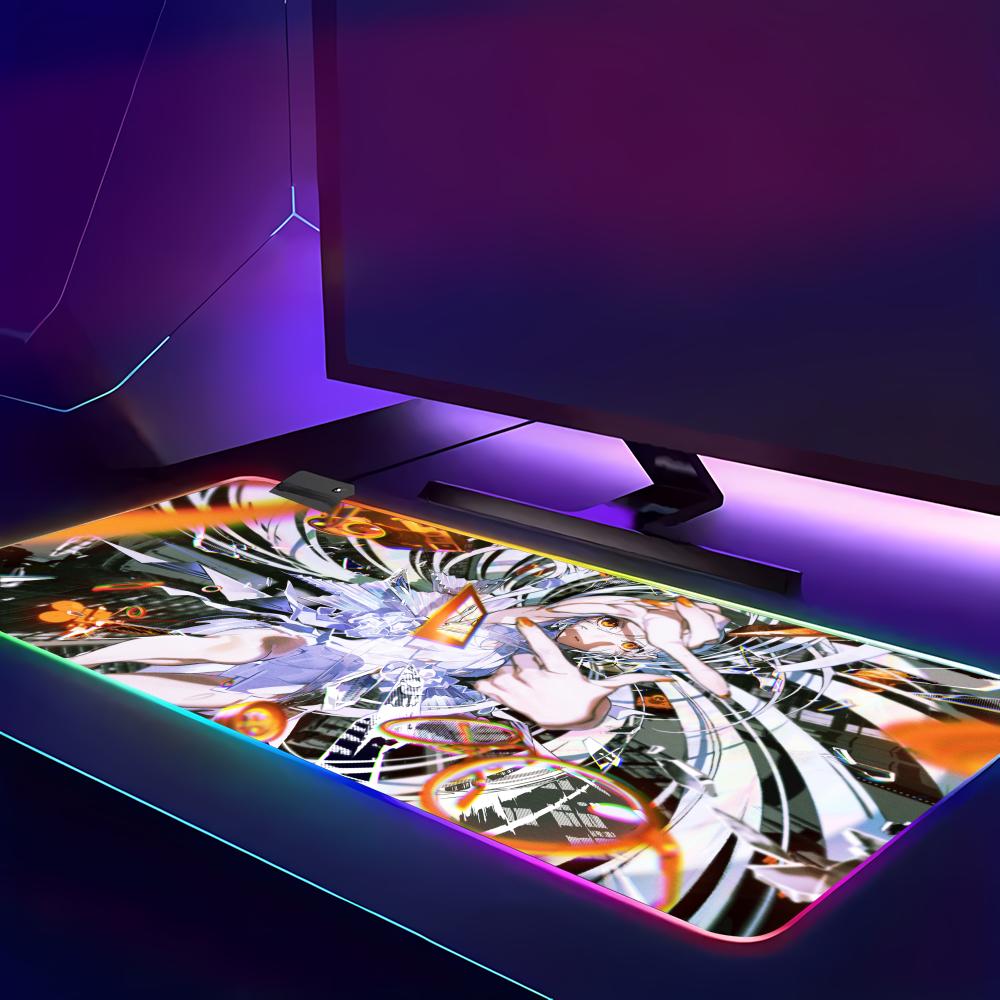 Art Yoneyama Mai Mouse Pad RGB Gaming Mouse Pad HD Gamer Large LED Light XXL MousePads PC Computer Pad Non-slip