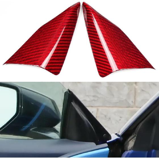 2pcs Car Front Inner A Pillar Trim for Corvette C8 Z51 Z06 Stingray HTC 2020 2021 2022 2023 2024 2025 2026,Genuine Carbon Fiber Window Triangle Cover