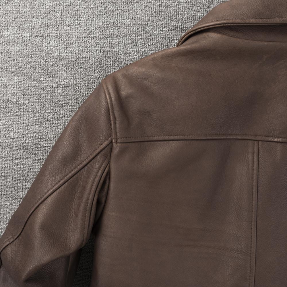 Flight Suit A2 Soft Genuine Cow Men Leather Jacket Brown Aviator Bomber Jackets Man Coat Spring Autumn