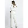Women's Trend With Plenty Of Trotting Modal Fabric Tracksuit Six Double Pockets Wide Leg Sides With White Lane