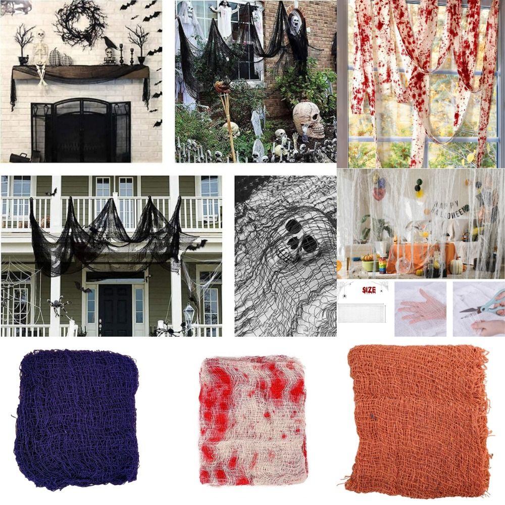 DIY Nightclub Ghost Festival Decoration Props Bar Ghost House Gauze Scary Ragged Cloth  Party