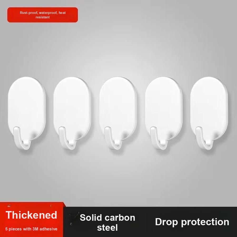 

Damage-Free Punch-Free Wall Hooks for Kitchen Bathroom, Strong Bearing Capacity, No Trace Adhesive Hooks for Clothes, Dormitory M белый