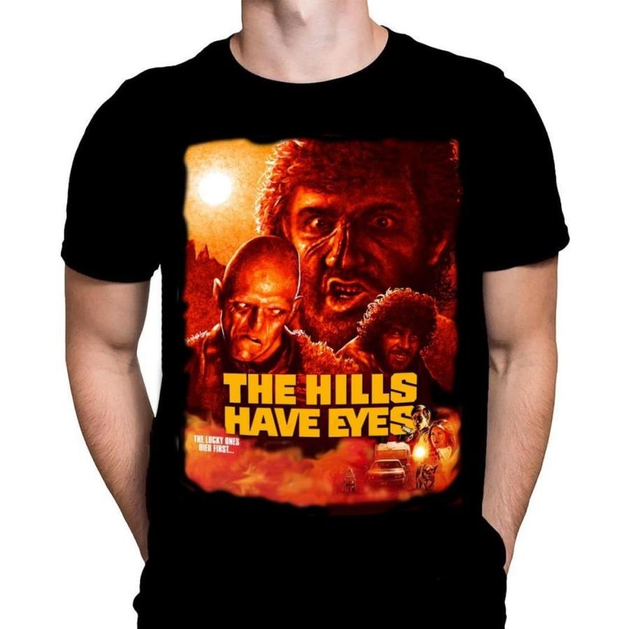 Wild Star Hearts The Hills Have Eyes Mens T-Shirt Gothic Horror Print, Black Cotton T-Shirt, Movie Poster Tee S