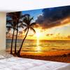 Seaside Coconut Tree Landscape Tapestry Nature Sea Art Ocean Beach 3D Print Wall Hanging Home Living Room Background Cloth Decor