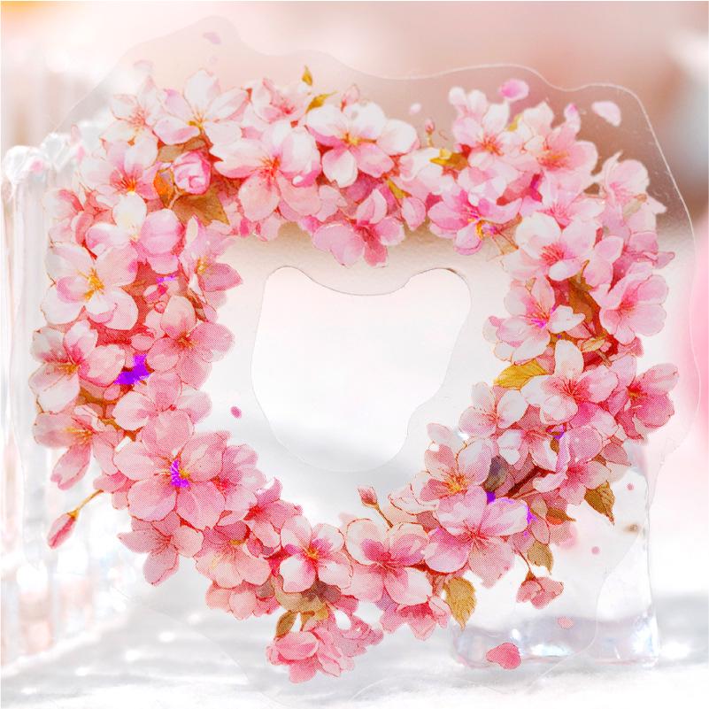 Yanji Spring Story PET Sticker Pack: Wreath Girl, Journal Decoration, Plant Bouquet Collage