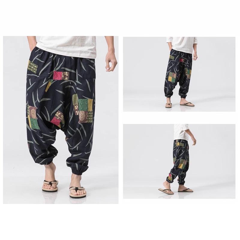 Pantaloni Harem Larghi da Uomo 2025 in Cotone e Lino, Taglie Forti Gamba Larga