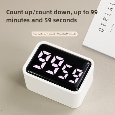 Mini Digitaler Küchentimer LED Visueller Timer für Studium Kochen Positiver Countdown-Alarm 3 Voreingestellte Zeiten Zuhause Aufladen Küchentimer