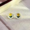 Elegant Zircon Flower and Pearl Stud Earrings - High-End Niche Design