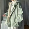 Winter Loose Korean Style Workwear Coat Women Thick Fleece Lined Jacket Vintage Fashion Clothes