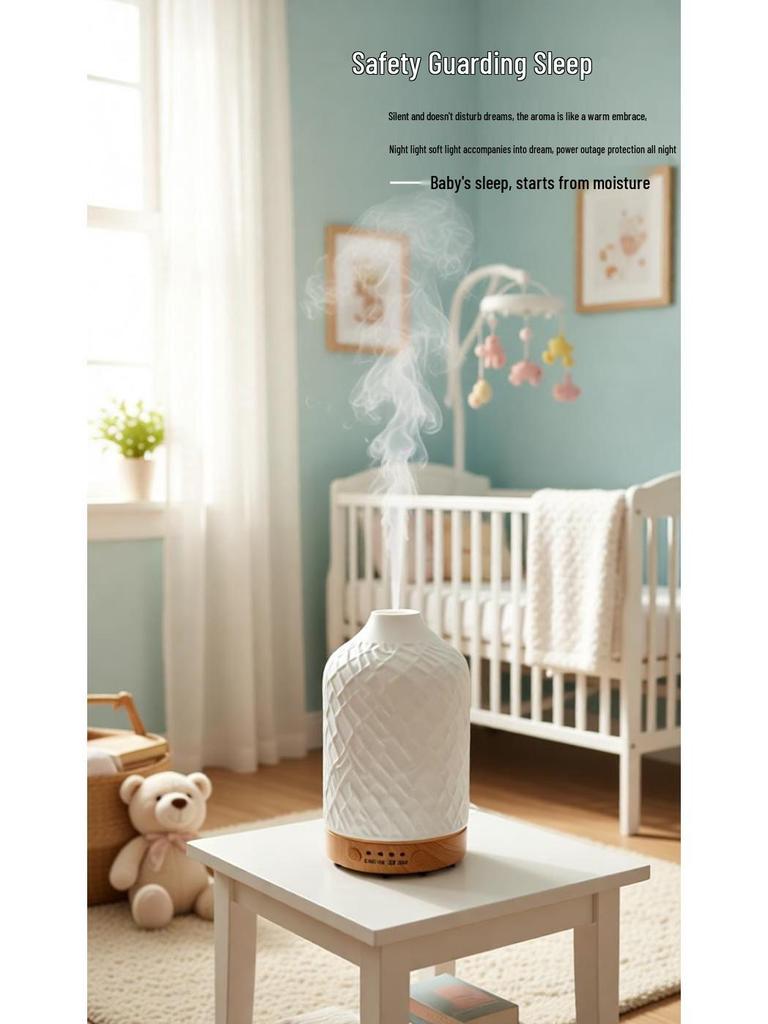 Geometrischer Keramik-Aroma-Diffusor mit Nachtlicht - Leiser Luftbefeuchter für Schlafzimmer & Bürodekoration