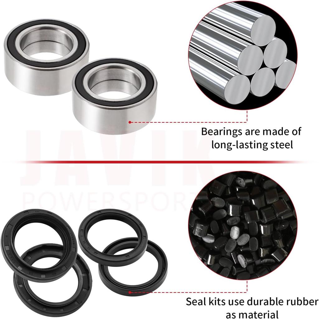 Front Wheel Bearings Seals For Honda FourTrax 300 Rancher 350 400 420 Only For 4X4, OEM# 91051-HC5-003 91209-HN2-003 91256-HC5-003