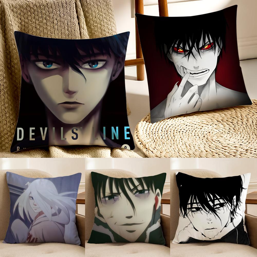 Dark Japanese Anime DDEVILS LINE Cushion Cover Pillowcase Antidustmite living Room Sofa Decor Cushion Room