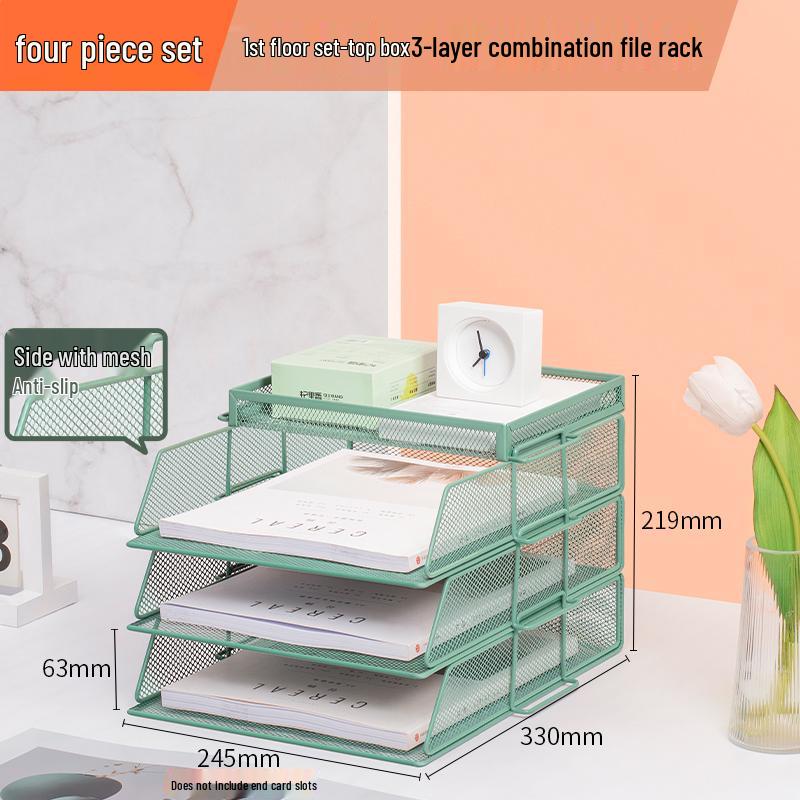 Multilayer A4 Metal Desktop File Organizer and Storage Rack Set for Office Supplies