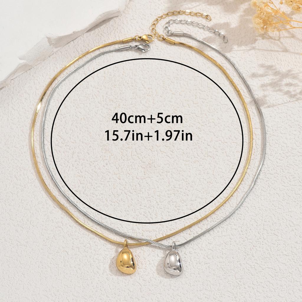 Geometric Luxury Women's Necklace with Niche Circular Water Droplet Design Simple and Long Collarbone Chain Accessory for Women