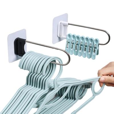 Roestvrijstalen Haak voor Kledinghanger Knijper Opbergrek Zelfklevende Muurhaak Organizer U-vormige Badkameraccessoires