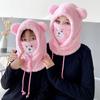 Cartoon Bear Ears Hat Thickened Winter Hats Fashion Integrated Hat Scarf  for Women Girls