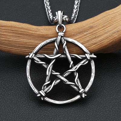 Vintage Stainless Steel Star of David Pendant For Men Punk Hip Hop Simple Pentagram Necklace Jewelry Gifts Dropshipping
