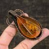 Pierre Précieuse Ambre Baltique Naturel Pendentif Fait Main en Fil de Cuivre 3.03 v0V08