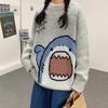 Autumn Cartoon Cute French Couple Style Loose Pullover Sweater for Women