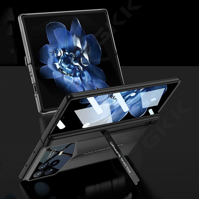 Luxury Business Plating Fold Case for Xiaomi Mix Fold 4 Black Gray Magnetic Stand Hinge Outer Glass All-included Plastic Shockproof Protect Cover