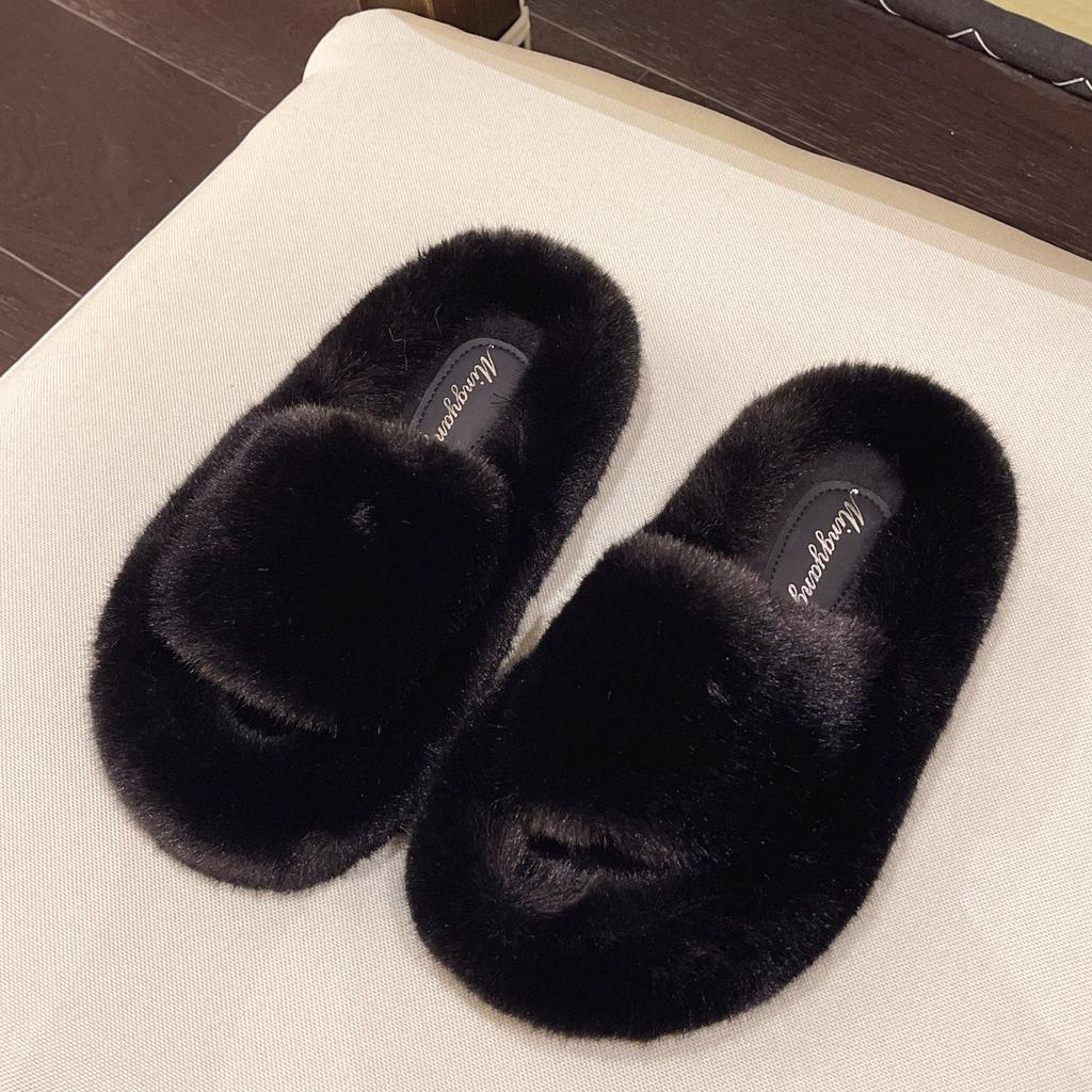 Large Size Fluffy Slippers Women Wear In Winter, New High-end Thick-bottomed Plush Cotton Drag Autumn and Winter