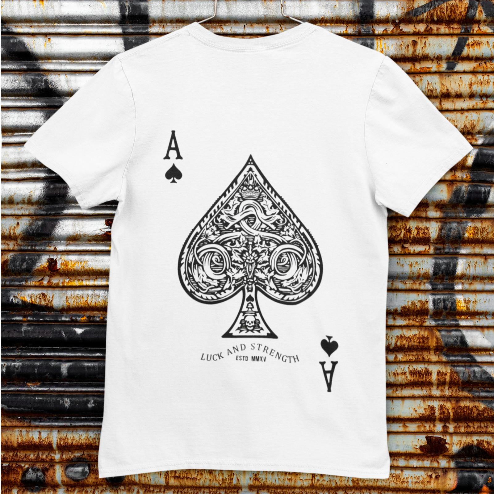 Ace of Spades Graphic T-Shirt Luck & Strength Poker Tee Back Print 4XL