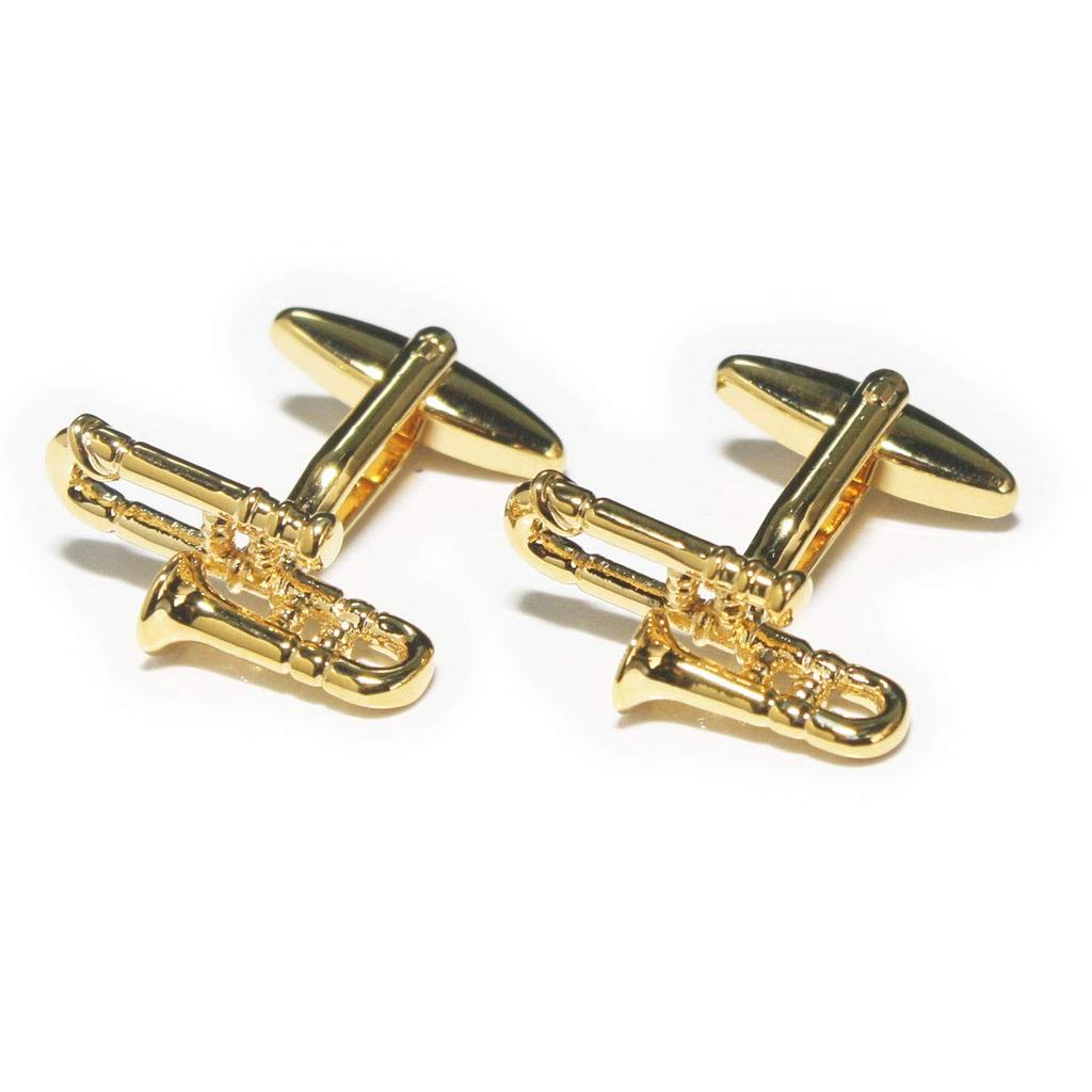 Kamakura Cufflinks Workshop Gold Trombone Cufflinks cf1038