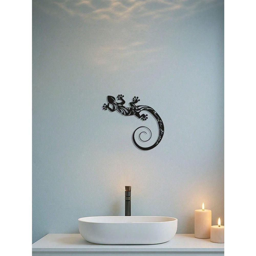Handgefertigte Metallgecko-Wandkunst Moderne Geometrische Eidechsen-Skulptur für Boho-Wohnzimmer Schlafzimmer Büro Außenbereich Dekoration Einzigartiges Reptilien-Hängegeschenk