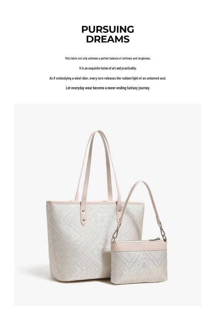 2026 Guangxi Zhuang Brocade Women's Tote: New Meander Pattern, Large Capacity, Chinese Style Handheld or Single Shoulder Bag
