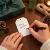 Christmas Tree Ornaments 60 Pcs Gift Tags with Hemp Rope, Watercolor Xmas Coated Cardboard Winter Holiday Paper Tags, Merry Hanging Labels for Present