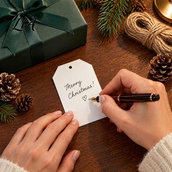 Christmas Tree Ornaments 60 Pcs Gift Tags with Hemp Rope, Watercolor Xmas Coated Cardboard Winter Holiday Paper Tags, Merry Hanging Labels for Present