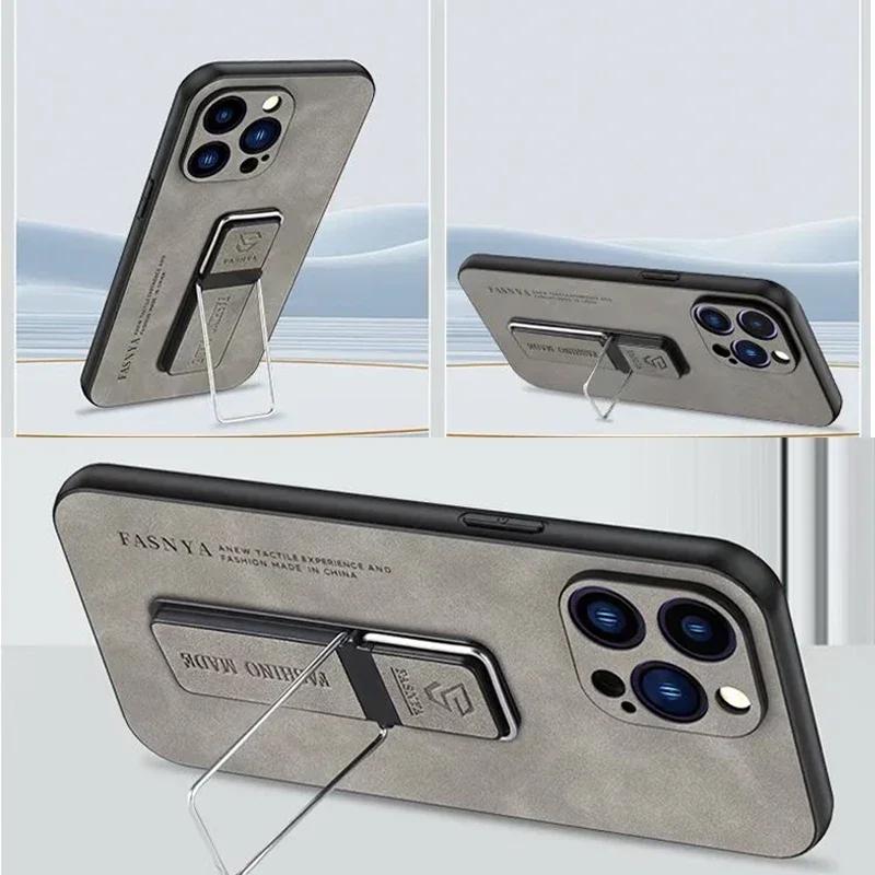 For Tecno POP 9 Skinsheep Leather Camera Shockproof Armor Case for Tecno POP9 Spark GO 1 2024 Magnetic Holder Stand Protect Silicone Edge Cover