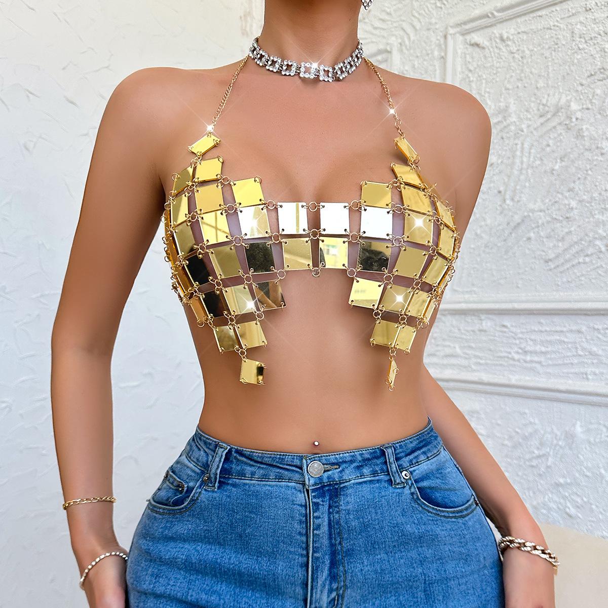 

Женская акриловая цепочка для чулок с открытой спиной на женской сексуальной одежде one size fits all золотой