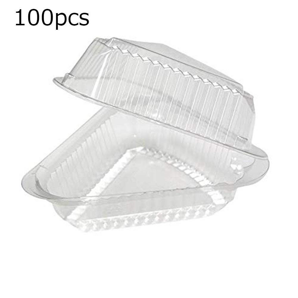 100PCS Triangles Plastic Pie Sandwich Cake Pizza Box Transparent Container Pizza Dessert Food Storage Creative Food Preservation