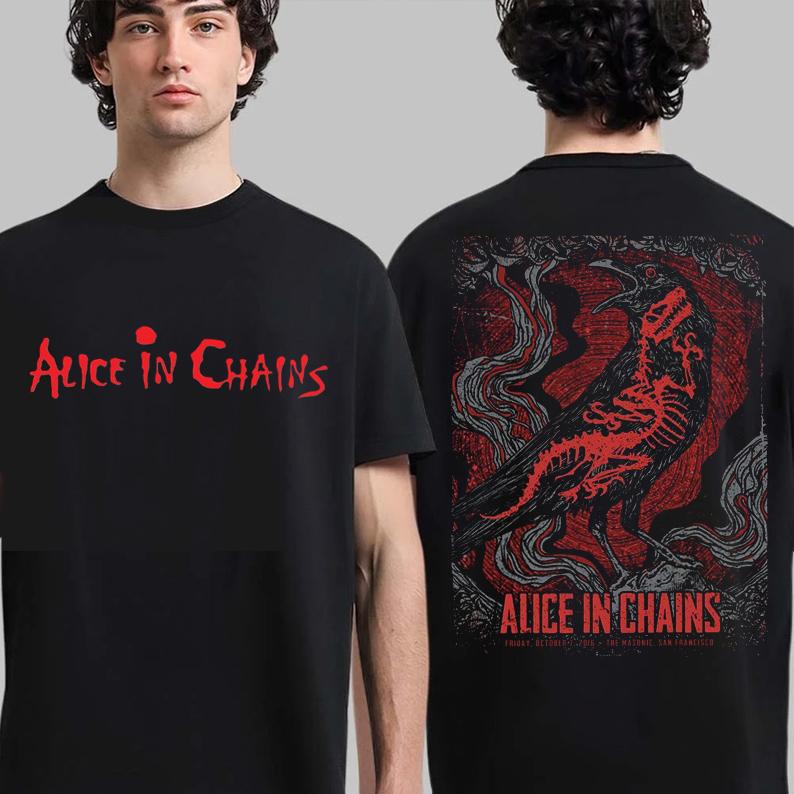 

Alice In Chains album graphic 100%Cotton Tshirt unisex Y2k 2026 summer New O-neck rock fashion Short Sleeve shirt fan gifts 5XL різнокольоровий