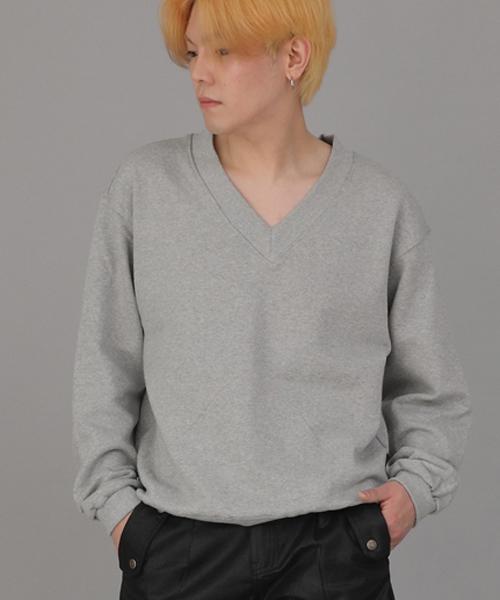 Seinteukeulu Bold V-Neck Sweatshirt Bvn-801 Gray