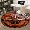 Holz-Windrose runder Teppich Kristall-Samt nautischer Vintage-Stil Teppich Schlafzimmer Wohnzimmer Dekor Bodenbelag