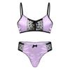 Sissy Lingerie Nightwear for Men Satin Sheer Mesh Bra Top Adjustable Spaghetti Straps with Matching Thong Briefs