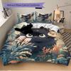 3pcs Temperamental Black Cat Bedding Set - Includes Quilt Cover and Pillowcases, Suitable for All Seasons, Machine Washable - Ideal Gift for