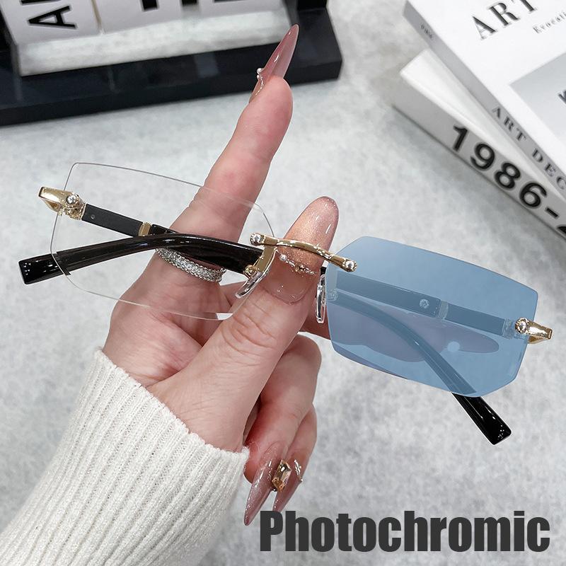 Y2K Women's Retro Square Frame Glasses for Girls Japanese Harajuku Glass Eyewear Rimless Computer Anti-blue Eyeglasses