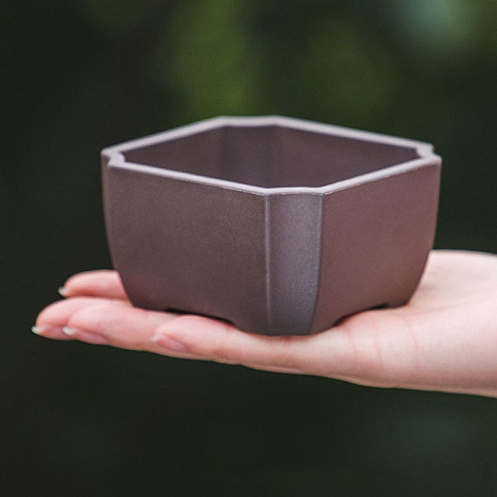 Durable Thick Flower Pot Imitation Purple Clay Bonsai Succulent Basin Simple Plant Bowl  Home