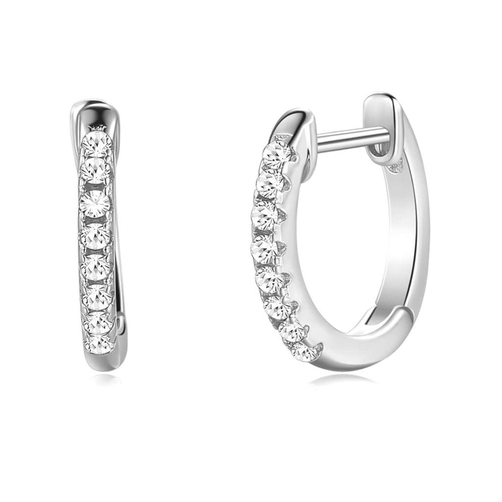 Rockyu Earrings for 925 Mirror Ring Hoop Jewelry Women, Silver, Zirconia, Multi-Diamond, Finish, Round, Earrings, Earrings, Hypoallergenic,