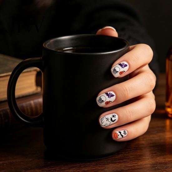 DIY Nail Art Stickers 6 Sheets Halloween Glow-in-the-dark Sticker, Spooky Ghost Pumpkin Skull Manicure Dark Theme Supplies Decal, Decoration