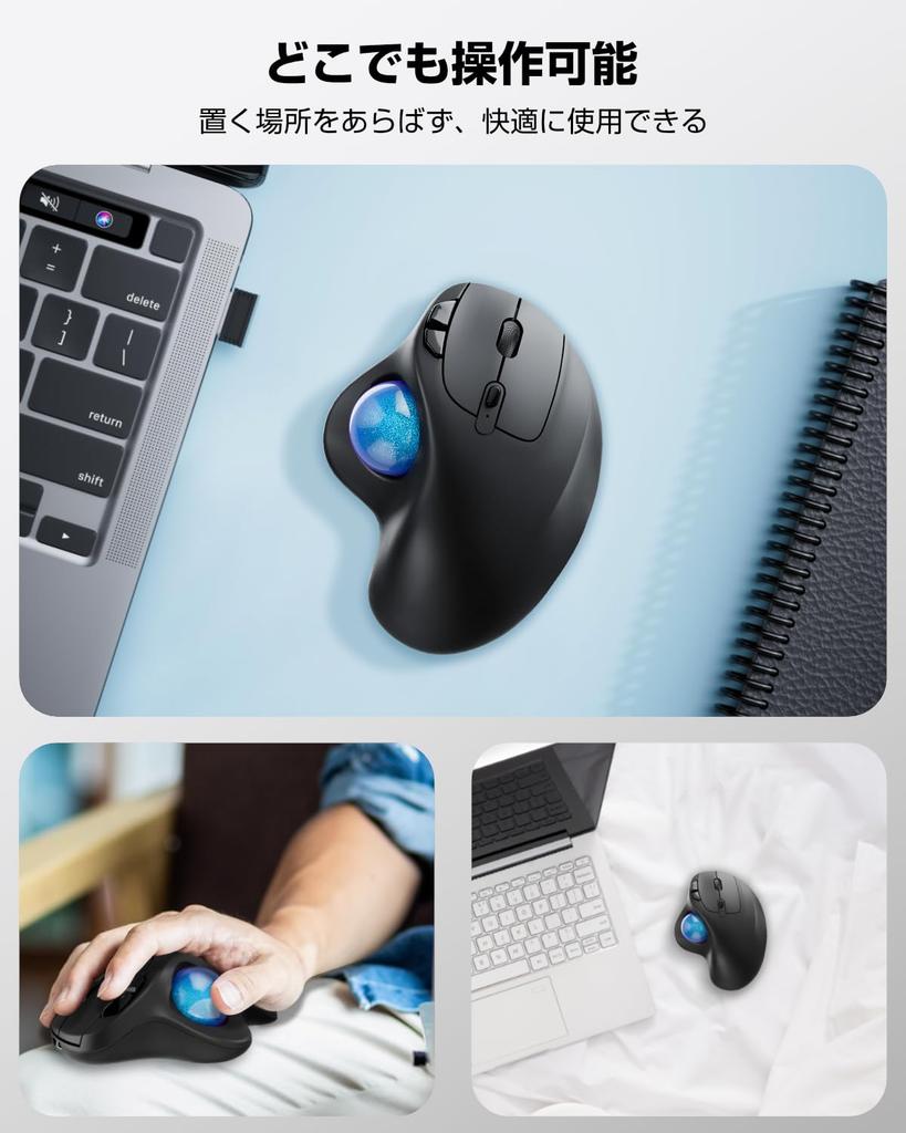 EWiN Wireless Mouse Bluetooth 3 Devices Simultaneously 5 DPI 500mAh High High Thumb 7 Compatible with Trackball, & 2.4GHz Compatible, Connectable,